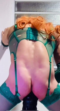 Redhead Riding Huge Dildo