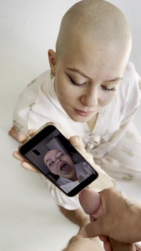 Cumtribute Bald Girl Cleanup Her Phone After