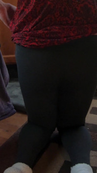 Daphne Fitting Room Teasing in a Red Dress and Leggings