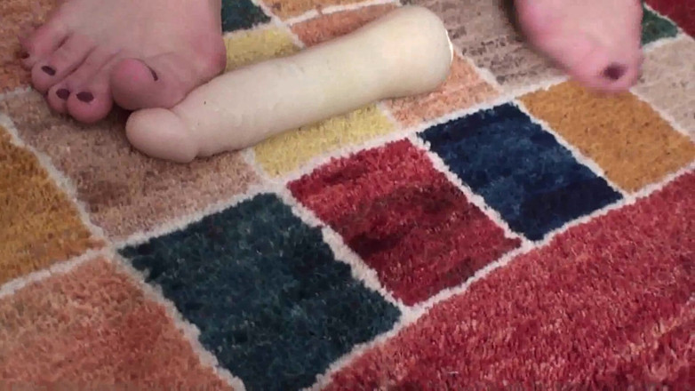 Foot Girls: Crushing dildo with feet