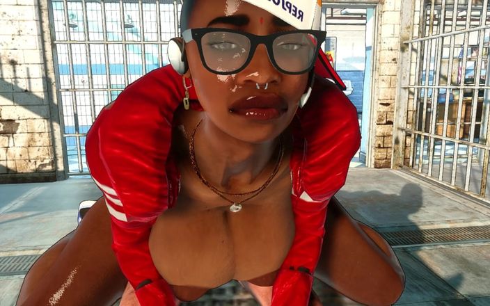 denisporco animation: Poliziotto pervertito e ragazza ebano con seno grande sballotta il...