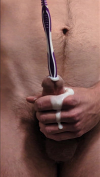 Loads of Thick Cum Explosion From a Toothbrush