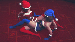 Waifu club 3D: Dziewczyny w świątecznych strojach pocierają cipki i spermę