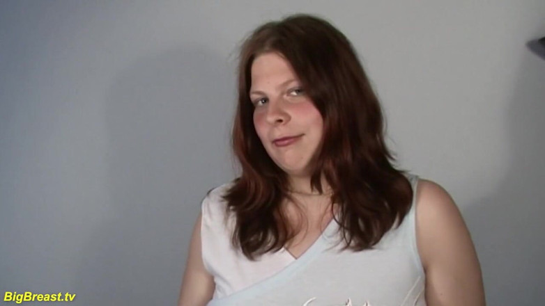Big Breast: Horny redhead BBW teen plays with her extreme monster boobs