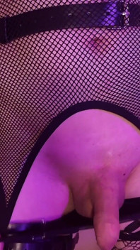 Trans Cum Hard in Fishnet