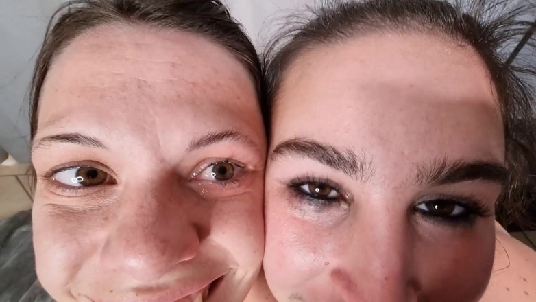 domslutfucker: FFM Threesome Handjob Cum in Eye, Licking Cum Out of...