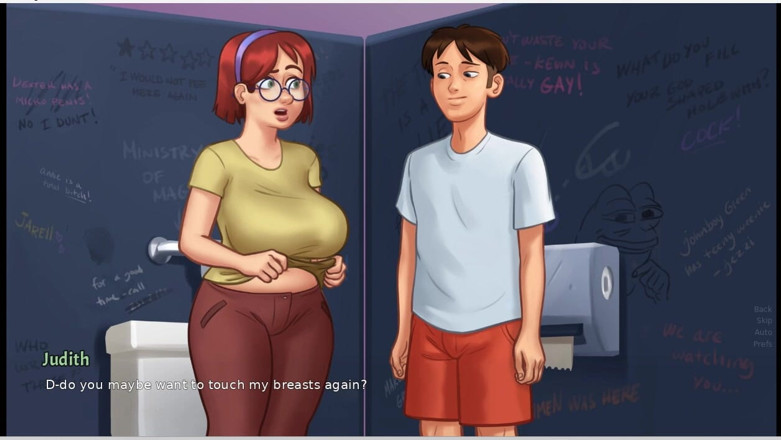 XXX Games Bunk: Summertime saga - gameplay - rollenspel - taboe - Judith Big doorhangende borsten drukken...