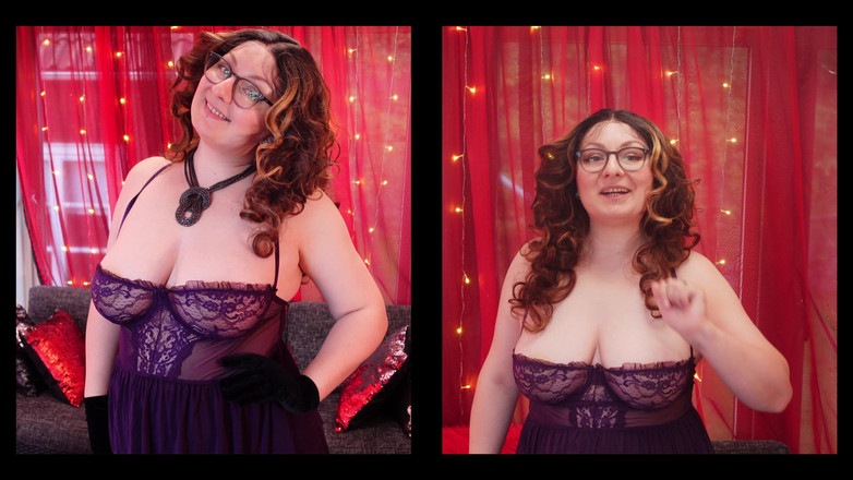 Arya Grander: See-through Magic - Curves in Motion - Pakaian Mini Purple Mesh