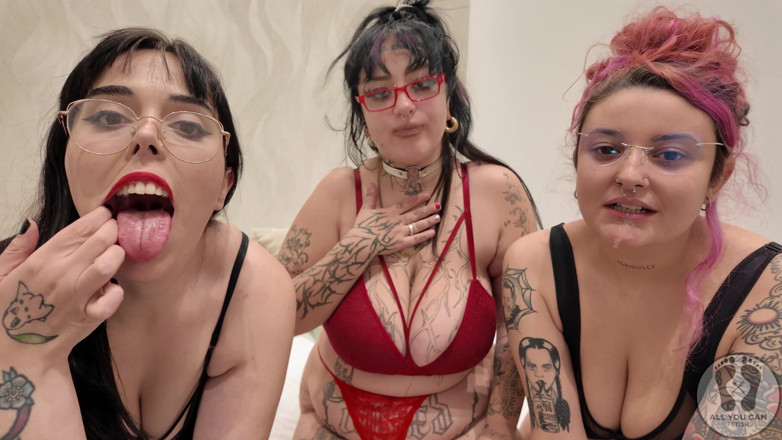 All You Can Fetish: Fete dolofane prostește fetiș, salivă, gură, limbă și dinți
