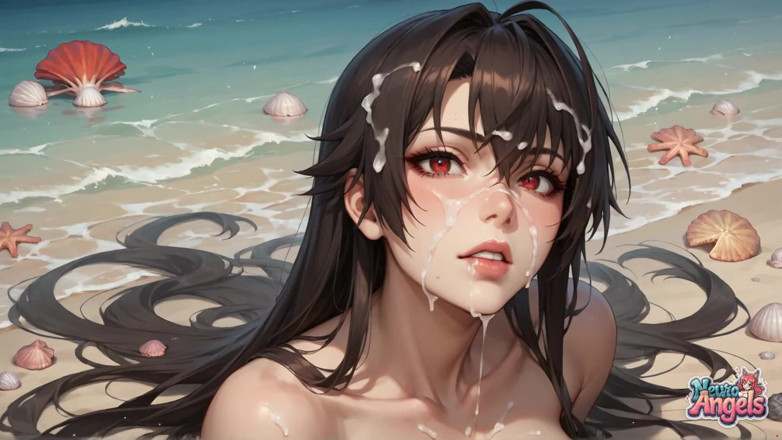 NeuroAngels: 5-milky-stroke Beach Bliss: Kobieta zalana kremowym nasieniem