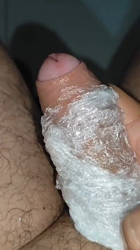 Dick in Plastic Ball Helps with Masturbation.