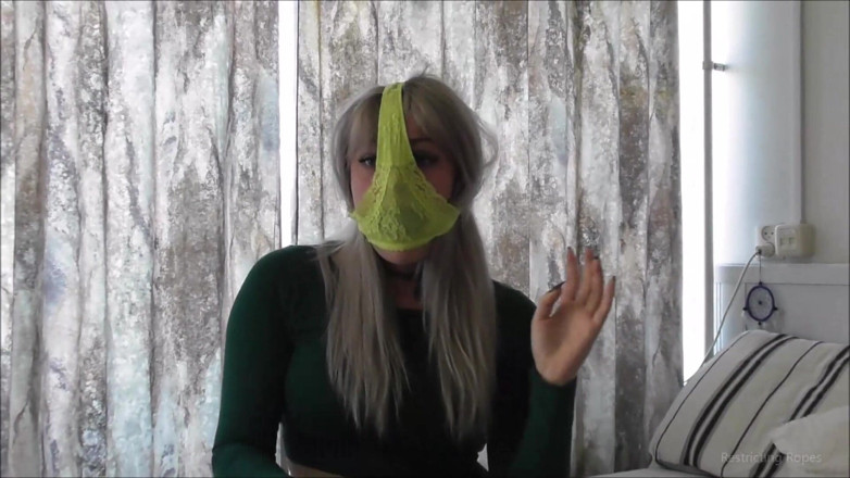 Restricting Ropes: Gagging herself with panties