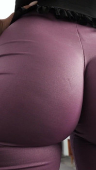 Holy Ass! Jiggly Bubble Butt Latina in Tight Purple Leggings!