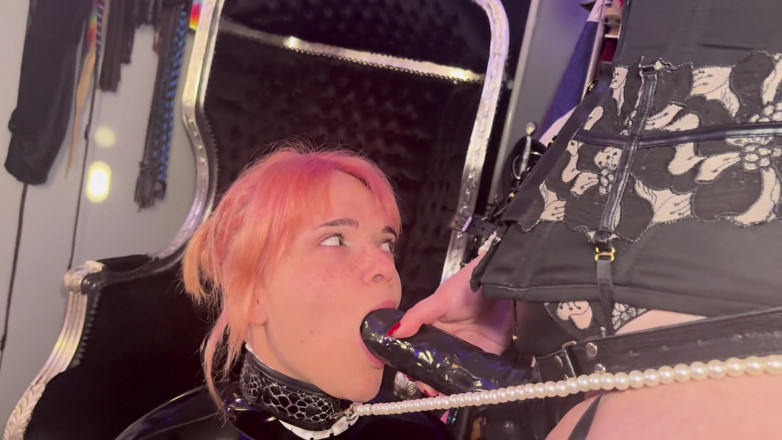 Emmy Angeles: Punishing Pegging: Pixie Vanora's Latex French Maid Trains Emmy Angeles'...