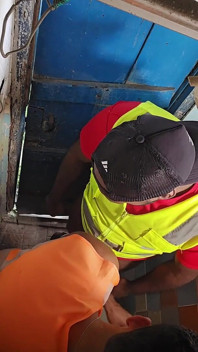 Construction Site Bathroom and Workers