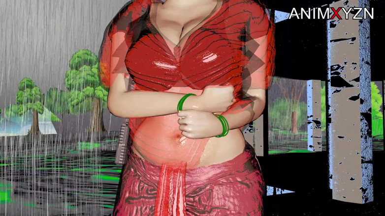 Animxyzn: Ibu tiri basah karena hujan deras