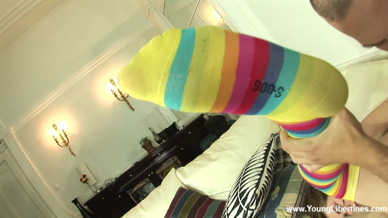 Young Libertines: Cock taker in rainbow stockings