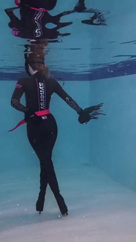 Underwater Wetsuit Dominatrix Tease in Heels