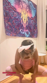 Chastity Sissy: Peeing in Bowl & Swallowing (bunny Outfit)