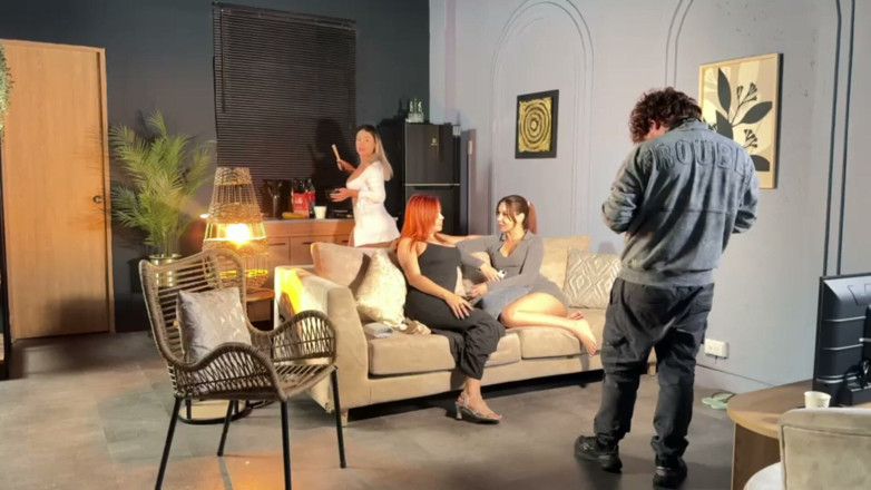 celestealba: Behind the Scenes Lesbians Fuck Separately with the Visitor