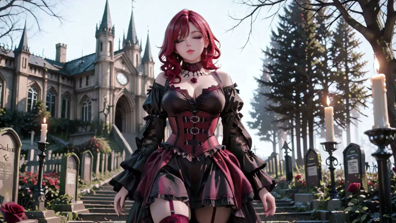 Seraphina Vale: Redhead Gothic Muse: Encounter in the Dark Cemetery.
