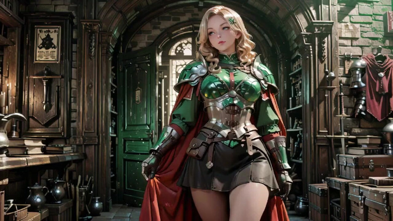 Seraphina Vale: Fantazie středověkého rytíře! Green Armor &amp; Wet Secrets, klečení v knihovně...