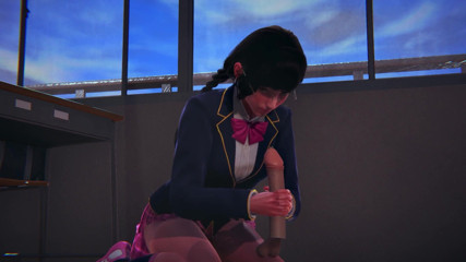 Waifu club 3D: DVA jerks off your cock in the classroom