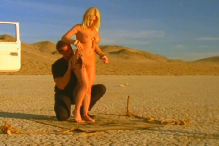 THAGSON RETRO: Piss Drenched Blonde Babe Kneeling for Desert Golden Shower