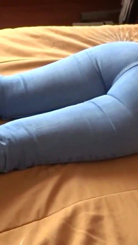 Beautiful Stepmom's Big Ass with Her Jeans on and Jeans Down, I Cum on Her Ass