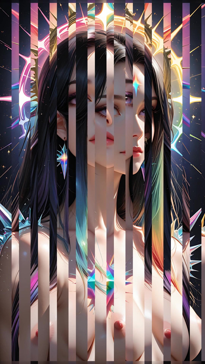 VelvetInk Studio: Shadow Oracle với rainbow prism spikes cosmic fantasy beauty ai...