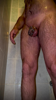 I'm Taking a Shower with a Chastity Belt on My Penis!