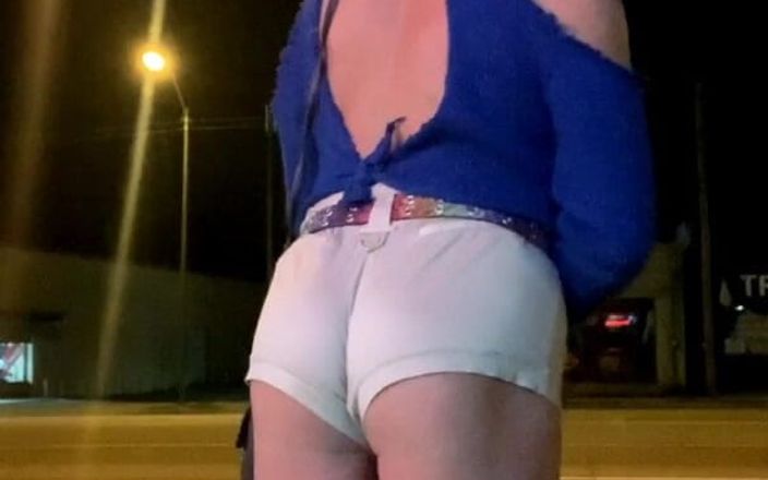 CindieLove: Hot Tight Ass Khaki Shorts Roadside Anal Dildo Cars Trucks