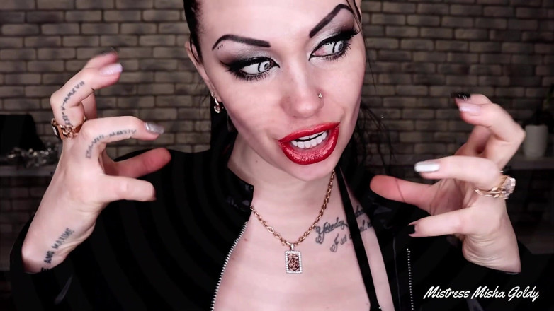 Goddess Misha Goldy: Dê seu esperma e alma aos meus lábios vermelhos demoníacos
