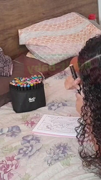 Young Girl Bored of Painting Decided to Send Cucumber in the Ass