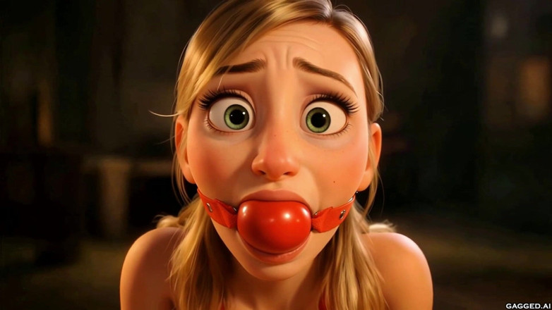 Gagged AI Cartoons: Olivia disiksa sampai lubangnya menganga