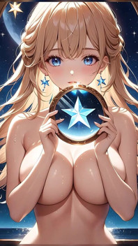 Starlit Reflections - Ai Girl Holding a Magical Mirror