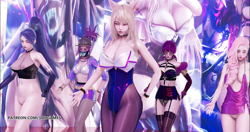 3D-Hentai Games: Dalshabet - joker Ahri Akali Kaisa Evelynn Seraphine striptease kda sexy...