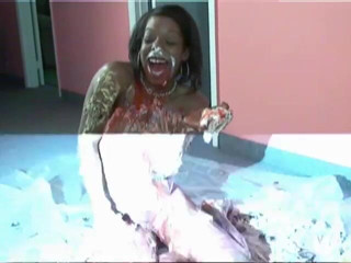 ChickPass Amateurs: Ebony Anastasia is covered with cream
