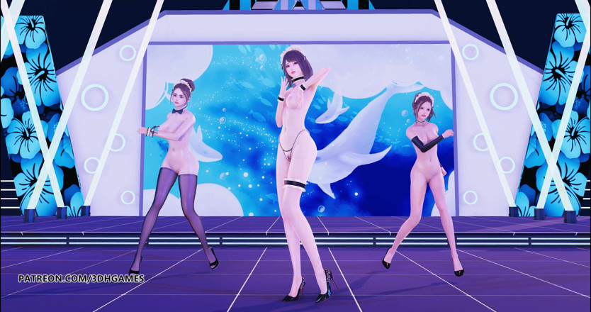 3D-Hentai Games: 헐리 burly 섹시한 메이드 벌거벗은 댄스 4K