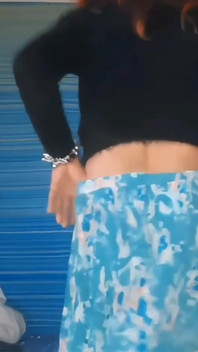 Posing in My Green Skirt and Removing It to Tease My Sissy She Cock