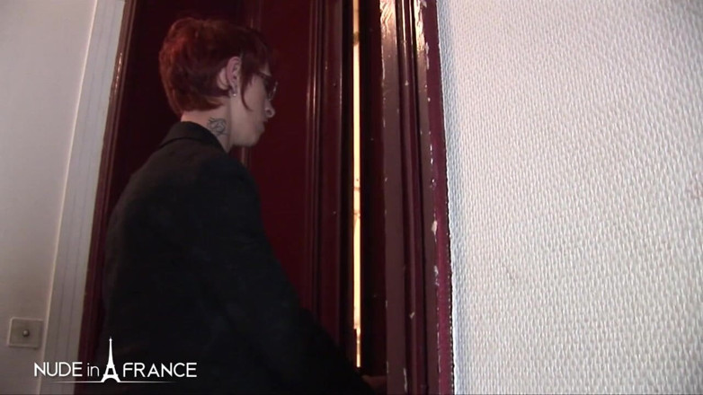 Nude in France: Sexy short haired redhead anal fucked by her employees