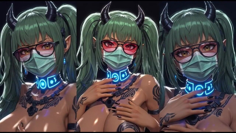 Hot girl dancing: 149. Green Cyberpunk Sexy dívka nahoře bez tanec a skákací...