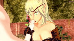 Hentai_Smash: Sexy Warcraft Elf ve spodním prádle dělá 69, pak je ošukaná...