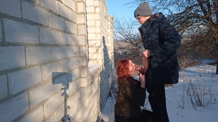 SweetAndFlow: Outdoor sex in winter - Guy fuck me hard