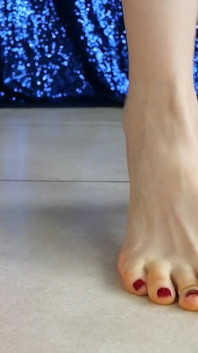 Smushed Harshly by My Classy Bare Feet in Red Toenail Polish Ita