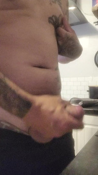Horny Boy Wanking, Cumming Over Kitchen Counter & Licking in up