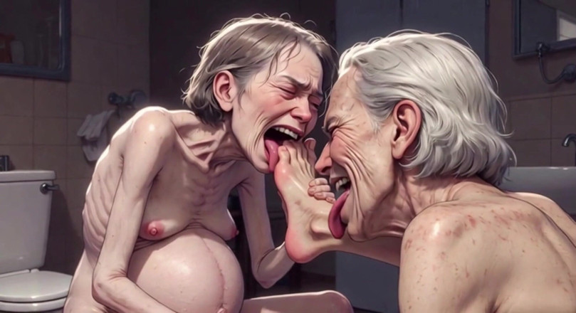 YOUR BEST FANTASY: Two Ugly 90 Year Old Grannies Foot Fetish - Licking &amp; Moaning in...