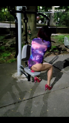 Sissy Dildoing Her Ass in the Park to Be Fucked Right There thumbnail