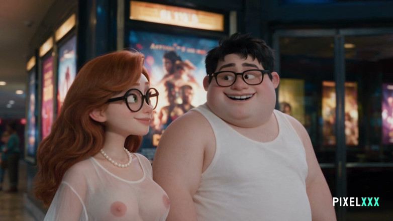 PixelXXX: Horny Couple Fucks in the Cinema - Mega Cumshot All Over...