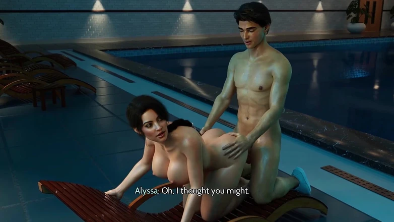 Hot sex game: プールでチンポをしゃぶる魅惑的なスイマー